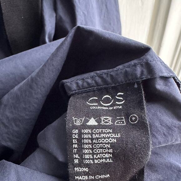 COS Long Sleeve Tie Shoulder Blouse Navy Blue - Picture 6 of 7